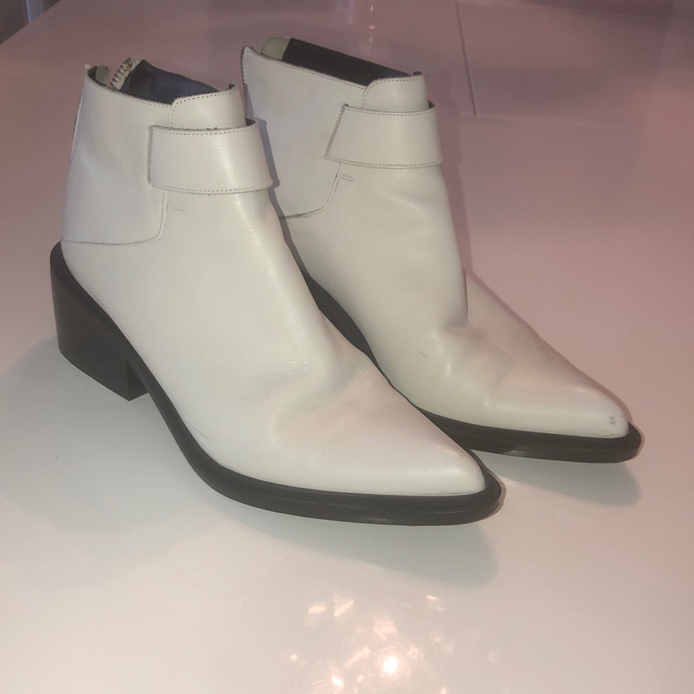 Helmut Lang white ankle boots